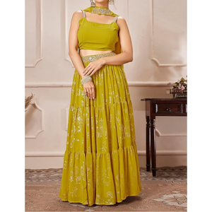 Dernière collection de robes de soirée de créateur pour l'Aïd Robe de soirée personnalisée pour femmes ensemble Lehenga Choli avec Dupatta Robe indienne pour adultes - Product Image 2