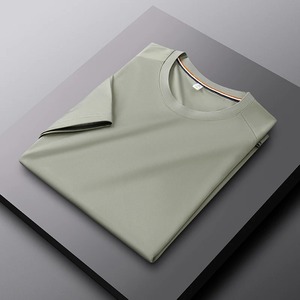 Camiseta de manga corta para hombre de verano 2024, Color sólido de alta calidad, cómoda sensación de hielo, estilo informal de negocios, logotipo frontal - Product Image 5