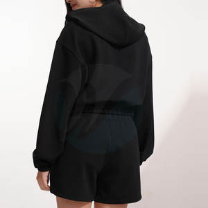 Sweats à capuche en coton de haute qualité pour femmes ensemble court vêtements de rue décontractés pour l'hiver - Product Image 2