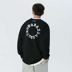 Logo personnalisé col rond goutte épaule t-shirt poids lourd 100% coton imprimé lettre graphique Streetwear hommes t-shirts - Product Image 2