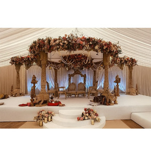 Piliers de base de mandap de mariage en fibre de verre sculptés, aspect majestueux, motif éléphant, démontables, taille et couleur personnalisables, vente directe usine - Product Image 1