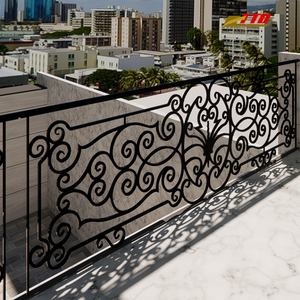 Conception artistique de balcon en fer forgé avec balustrade en fer enduit de poudre pour l'intérieur du balcon et l'ambiance extérieure élégante - Product Image 4