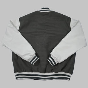 Corps en laine de haute qualité et manches en cuir de vache véritable conception personnalisée veste Varsity Letterman rouge et noir veste Varsity unisexe - Product Image 6