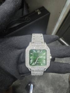 Montre de luxe pour homme, style hip-hop, sertie de moissanite VVS, cadran à chiffres romains, testeur de diamant, mécanique, vente en gros disponible - Product Image 2