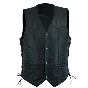 Gilet en cuir pour hommes, cuir épais pour les motards de cruisers et de choppers, fabrication sur mesure au Pakistan - Product Image 1