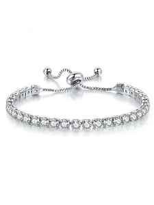 Bracelet réglable clouté en diamant Moissanite argenté de style vintage pour un usage quotidien ou des bijoux d'occasions spéciales - Product Image 2