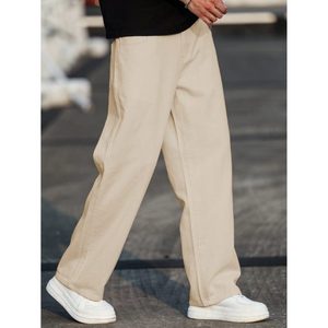 Men's Trending Modern Straight Fit Beige Wide Leg Denim Jeans Eco Friendly Breathable Pant Street Style Fashion Jeans Size 26-40 - Product Image 4