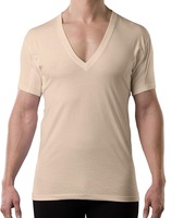 Camiseta Interior Casual para Hombre, 100% Algodón, Cuello en V Profundo, Ajuste Original con Almohadillas Absorbentes de Sudor, Ecológica, Transpirable, Directo de Fábrica