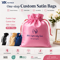 Pochette en satin personnalisée avec cordon de serrage et logo pour le rangement des bijoux, des perruques et l'emballage cadeau