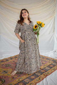 2024 largo hasta el suelo estampado floral manga corta elegante Boho Casual Maxi vestido - Product Image 4