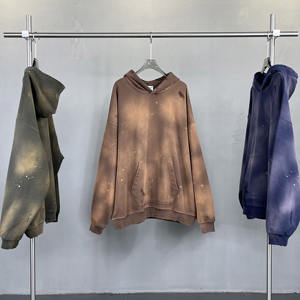 Sweatshirts à capuche brodés vieillis personnalisés Sweatshirts à capuche avec fermeture éclair style streetwear poids lourd Boxy délavés à l'acide vintage pour hommes - Product Image 1