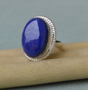 Anillo minimalista de Plata de Ley 925 con piedra natal, lapislázuli Natural azul, joyería de piedras preciosas Unisex para aniversario - Product Image 1