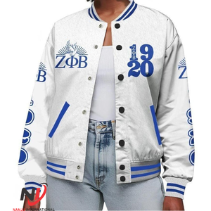 Novedad 2025: Camisa de Béisbol de Invierno para Mujer, Estilo Casual, Estampada con Rayas, Cierre de un Solo Botón en la Parte Delantera, 100% Algodón, Sorority Zeta Phi Beta - Product Image 3