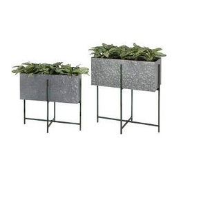 Grand pot de fleur rectangulaire en métal personnalisé jardinière Pot de plantation galvanisé Pot d'extérieur pour jardin avec couleur bicolore - Product Image 5
