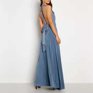 कस्टम कपड़ों का निर्माण ओएम ट्रेंडी ब्राइड्सलेस वी-गर्दन सुरुचिपूर्ण पार्टी शाम टुले कढ़ाई प्रोम कपड़े - Product Image 5