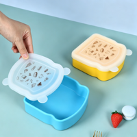 Boîte à lunch portable sans BPA pour enfants, compatible micro-ondes, boîte à repas chauffable, boîte de rangement pour sandwichs, toasts et pain, boîte à lunch en silicone