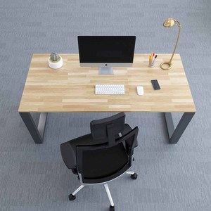 Escritorio Ejecutivo Minimalista de 80x160mm BGD68043 con Patas de Hierro Trapezoidales Resistentes, Base de Madera de Caucho, Diseño Contemporáneo - Product Image 5