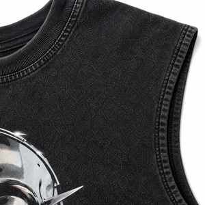 Camiseta sin mangas personalizada para hombre, top gráfico de algodón lavado, estilo gimnasio, ropa urbana, corte muscular, vintage, con efecto ácido. - Product Image 5