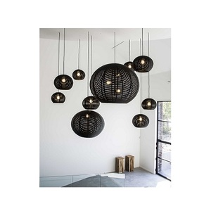 Hot Sale Bedroom Chandelier Rattan Wicker Lamp Ceiling Hanging Lamp Shade <b>Ball</b> Woven Bamboo Lampshade Pendent Lamp - Product Image 1