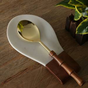 Handcrafted Acacia Wood Spoon Rest Holder Metal <b>Kitchen</b> Holder for Spatulas Spoons <b>Tongs</b> More - Product Image 4