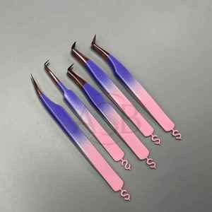 แหนบขนตาปลอมสีโรสโกลด์แหนบปลายพลาสม่าสีฟ้าชมพูทูโทนสีเงินแบบญี่ปุ่น - Product Image 3