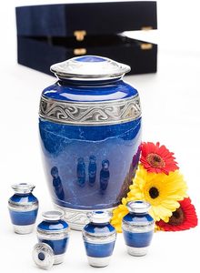 Handmade <b>Large</b> Adult Mosaic Aluminium Glass Cremation <b>Urn</b> Unique Funerals Supply With Individual Tiles Applied Burial - Product Image 5