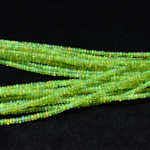 Wholesale Natural <b>Green</b> Ethiopian Opal Rondelle Smooth <b>Beads</b> Gemstone <b>Beads</b> for Jewelry Making - Product Image 5