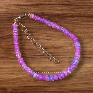 Bracelet en opale éthiopienne perlée 3x5mm 8 pouces réglable, bijoux bohèmes en pierres précieuses, cadeau de naissance d'octobre pour femmes - Product Image 6