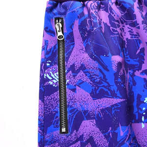 Shorts de sport personnalisés en maille pour homme, couleur violet, avec ceinture jaune et poche zippée, style streetwear, basketball - Product Image 5