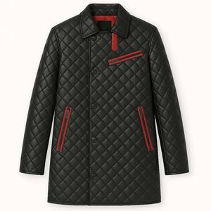 Chaqueta de Cuero Vacuno Formal de Alta Calidad con Cuello Alto y Logotipo Frontal, Ecológica e Impermeable, Teñida con Tintes Ecológicos - Product Image 2