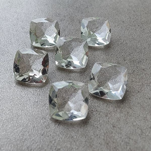 AAA+ Quality Natural Crystal Quartz <b>Cushion</b> Shape Checker Cut Flat Back Gemstones <b>White</b> Calibrated Wholesale All Sizes Available - Product Image 1