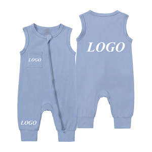 Bambus Baby Kleidung Neugeborene Baby 2 Wege Reiß verschluss Stram pler Ärmellose Sommer Baby Jungen Mädchen Kleidung Großhandel Baby Kleidung Stram pler - Product Image 5