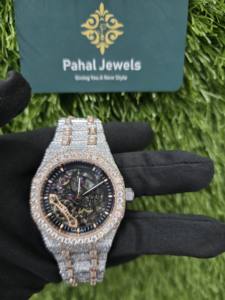 Reloj Mecánico Personalizado para Hombre de 42 mm, Lujoso Esqueleto Blanco Completamente Engastado con Diamantes de Moissanita, Estilo Hip Hop, Correa de Acero Inoxidable, Nuevo - Product Image 6