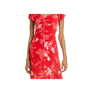 Chelsea28 High Street Abito Lungo Floreale Rosso Stile Cinese Tropicale con Spacco, Taglia S, Casual, Naturale, Traspirante, ODM per il Giorno - Product Image 2