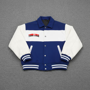 Ropa de calle de alta calidad, chaqueta universitaria de bloque de Color estilo Hip Hop para hombre, chaqueta universitaria de béisbol con logotipo bordado de chenilla personalizado - Product Image 1