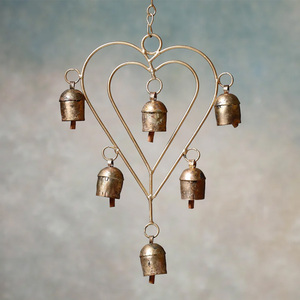 Carillons éoliens Vintage faits à la main Lotust cuivre enduit 3 cloches pour porte ou fenêtre décor noël carillon en métal cloche tentures murales - Product Image 4