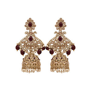 Triangular elegancia inversa AD Mehandi plateado gargantilla collar conjunto ortodoxo religioso principal Material aleación joyería - Product Image 5