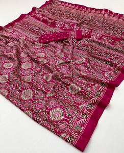 Saree jajrakh gajji bandhej lagdi gajji บริสุทธิ์ Saree ผ้าไหมนุ่ม - Product Image 3