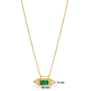 Forme géométrique émeraude avec pierre de Zircon pendentif à breloque turc fait à la main vente en gros bijoux en argent Sterling 925 - Product Image 2