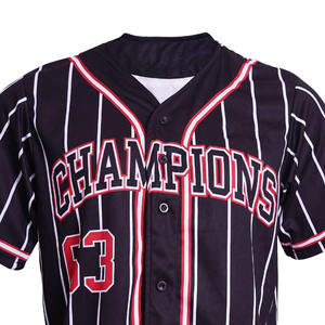 เสื้อเบสบอลเปล่าราคาถูกแบบกำหนดเอง ดีไซน์สีดำ ปักโลโก้ด้วยเทคนิคซับลิเมชั่น เสื้อเบสบอล - Product Image 4