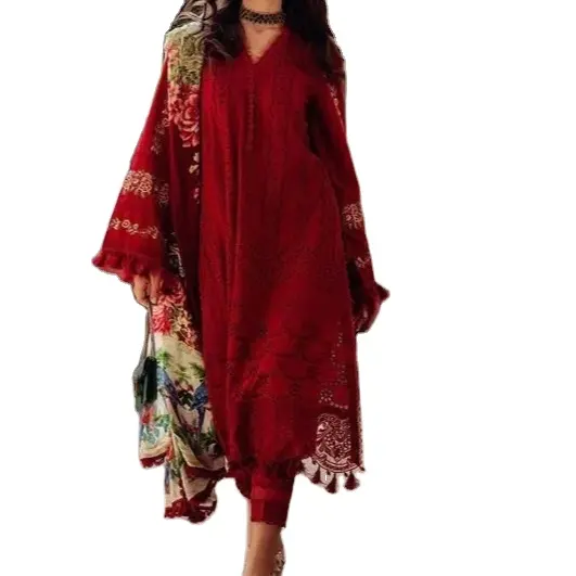 パキスタンの文化的なドレスshalwar kameezにインスパイアされた衣装ファンシーでカジュアルなプレミアムコットンスーツ