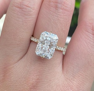 Radiant Cut D E FสีLabปลูกแหวนเพชรที่สวยงาม14พันสีเหลืองทองซ่อนHaloแหวนแต่งงานของขวัญสําหรับแหวนที่กําหนดเองของเธอ - Product Image 6