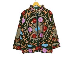 Chaqueta de Terciopelo Bordada Suzani Multicolor de Invierno para Mujer, Transpirable, Hecha a Mano, Artesanal, Personalizada - Product Image 2