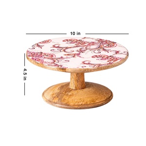 Dernier support à gâteau en émail imprimé assiette à gâteau en bois 1 niveau pour la décoration de table à la maison outils de gâteau à prix raisonnable - Product Image 2