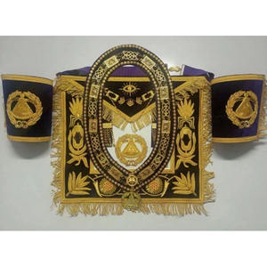 Tablier maçonnique Grand Maître avec manchettes et collier à chaîne, bijou gratuit, fait main, blanc, tablier maçonnique blanc, franc-maçon 2026 - Product Image 1