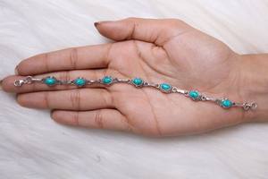 Genuine Blue Turquoise Oval Shape Bezel Setting Solid 925 Sterling <b>Silver</b> Vintage Baho Handmade <b>Bracelet</b> For Women Fine Jewelry - Product Image 5