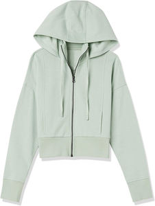 Latest Design Ladies Summer Casual Wear Soft Fleece Cropped Length Zip up <b>Hoodie</b> Crop <b>Sweatshirt</b> <b>Hoodie</b> - Product Image 5
