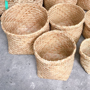 Cesta de mimbre de algas marinas ecológica hecha a mano, organizador de almacenamiento de ratán estilo vietnamita para plantas, artículos diversos, flores, artesanías de mimbre - Product Image 2