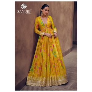 Vestido Anarkali de trabajo de secuencia de bordado de Georgette de imitación de diseñador más reciente de Fab Zone - Product Image 5