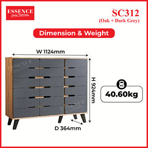 Armoire à chaussures moderne et artistique à 3 portes avec 4 niveaux, capacité de 16 paires, chêne gris foncé, modèle à monter soi-même/à démonter, SC312, fabriqué en Malaisie - Product Image 6